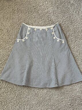Anthropologie Viola Skirt Seersucker Striped Blue White Sz 0